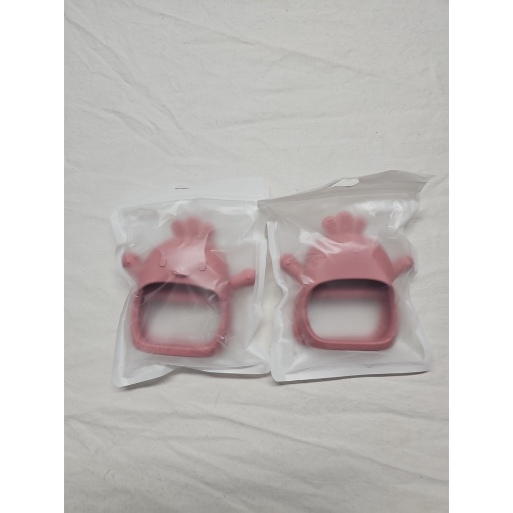 2 Chicken-Shaped Silicone Teething Toys for Infants (0-6 Months) - Dark‎ Pink